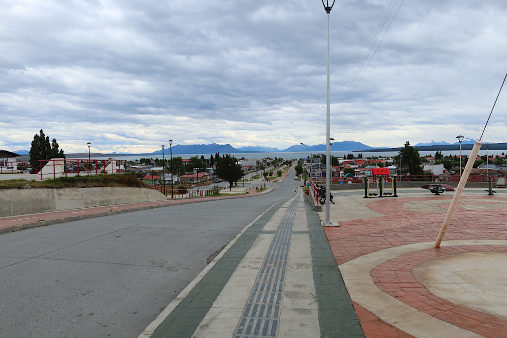 Walking to the bus station to check in for the ferry.