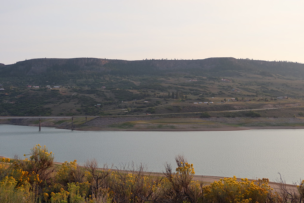 Those cabins on the ridge over there!