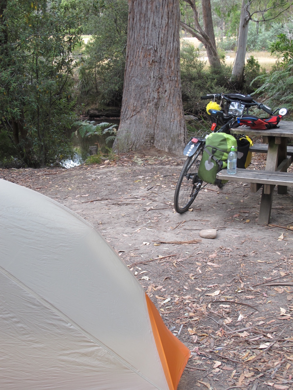 My campsite by the small river.