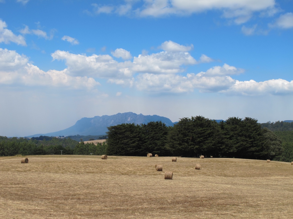 Farmland backed by mountains. Par for the course around here.