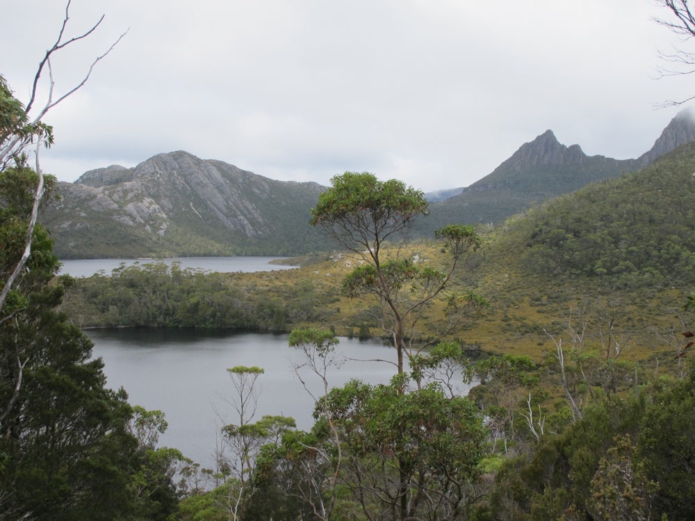 Layers of lakes, and lifting cloud cover.