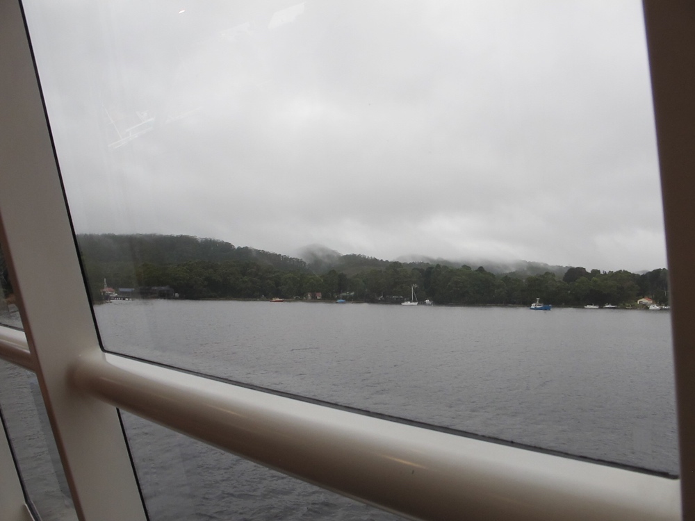 A grey day from my cozy cruise cabin.