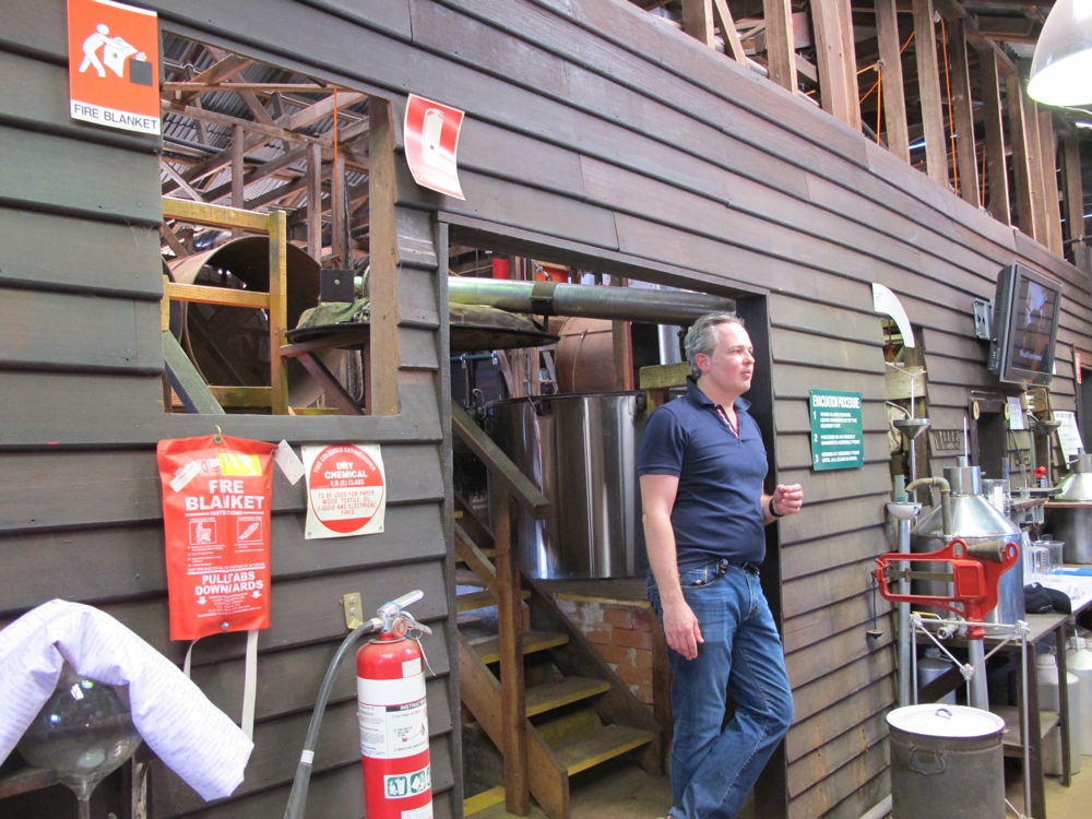 The tour guide in the distillery.